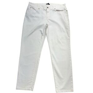 Eileen Fisher Jeans Womens 14 White Organic Cotton Stretch Straight‎ Leg Denim